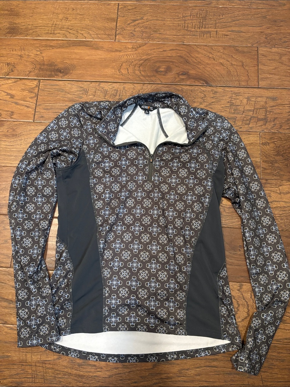 Kerrits Charcoal Floral-Print Half-Zip Performance Top